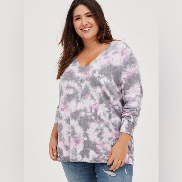 torrid Sweaters - Torrid Tie Dye Pullover Drop Shoulder Sweater 2X